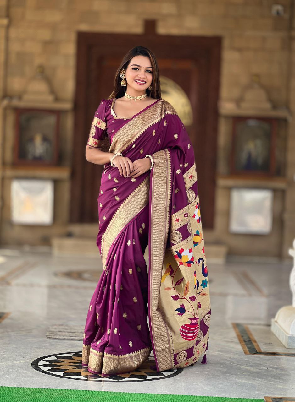 Wedding Wear Soft Paithani Silk Saree With Color Option