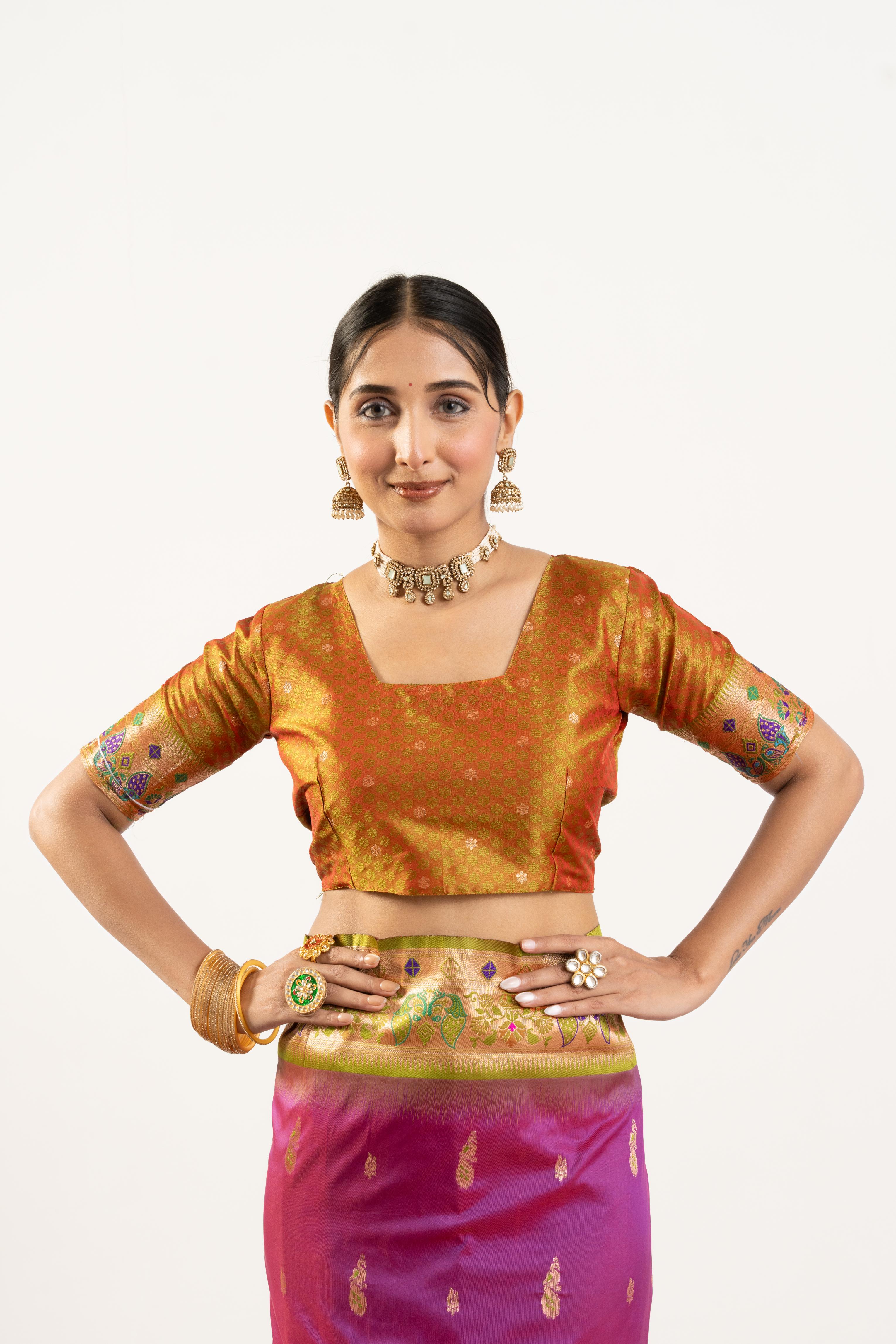 Wine Banarasi Silk Paithani Saree