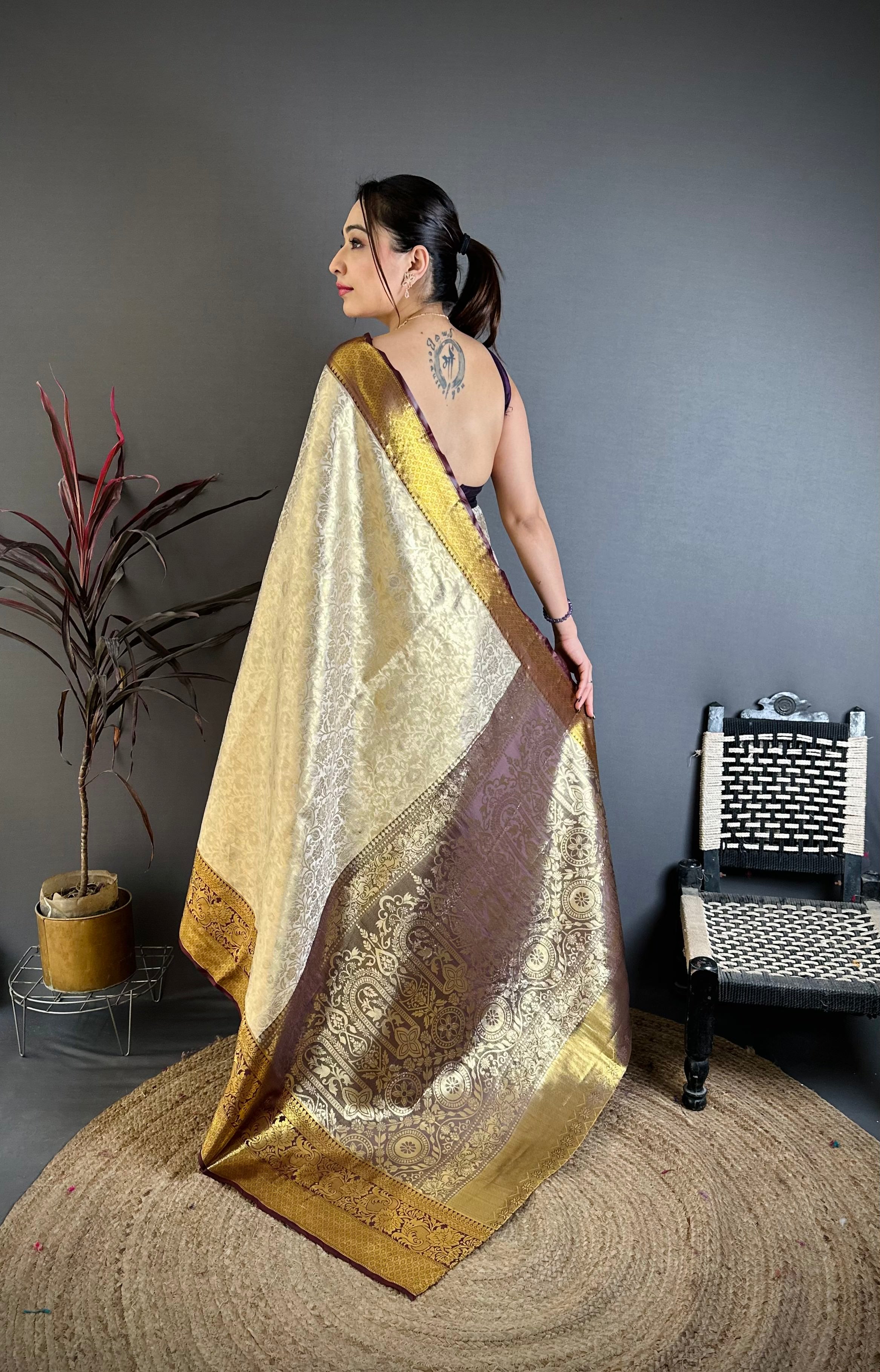 Wine Berry Wedding Wear Kanchipuram Silk Saree