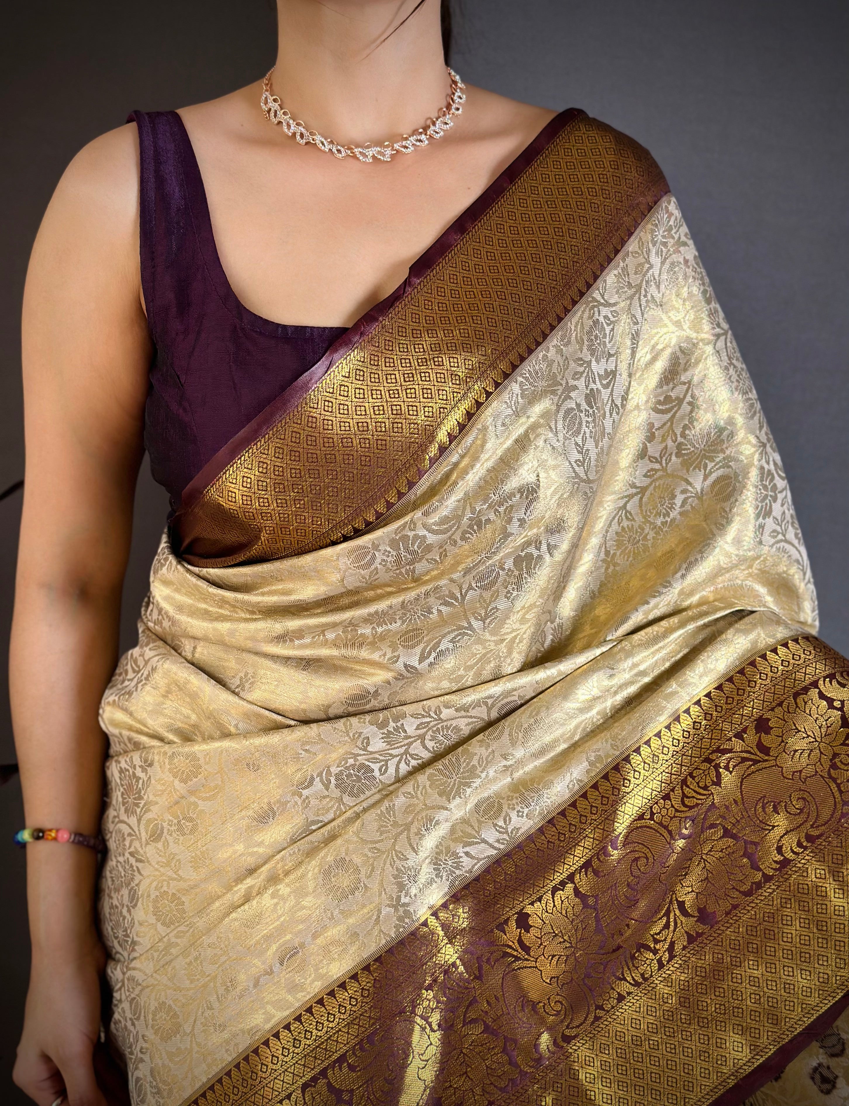 Wine Berry Wedding Wear Kanchipuram Silk Saree