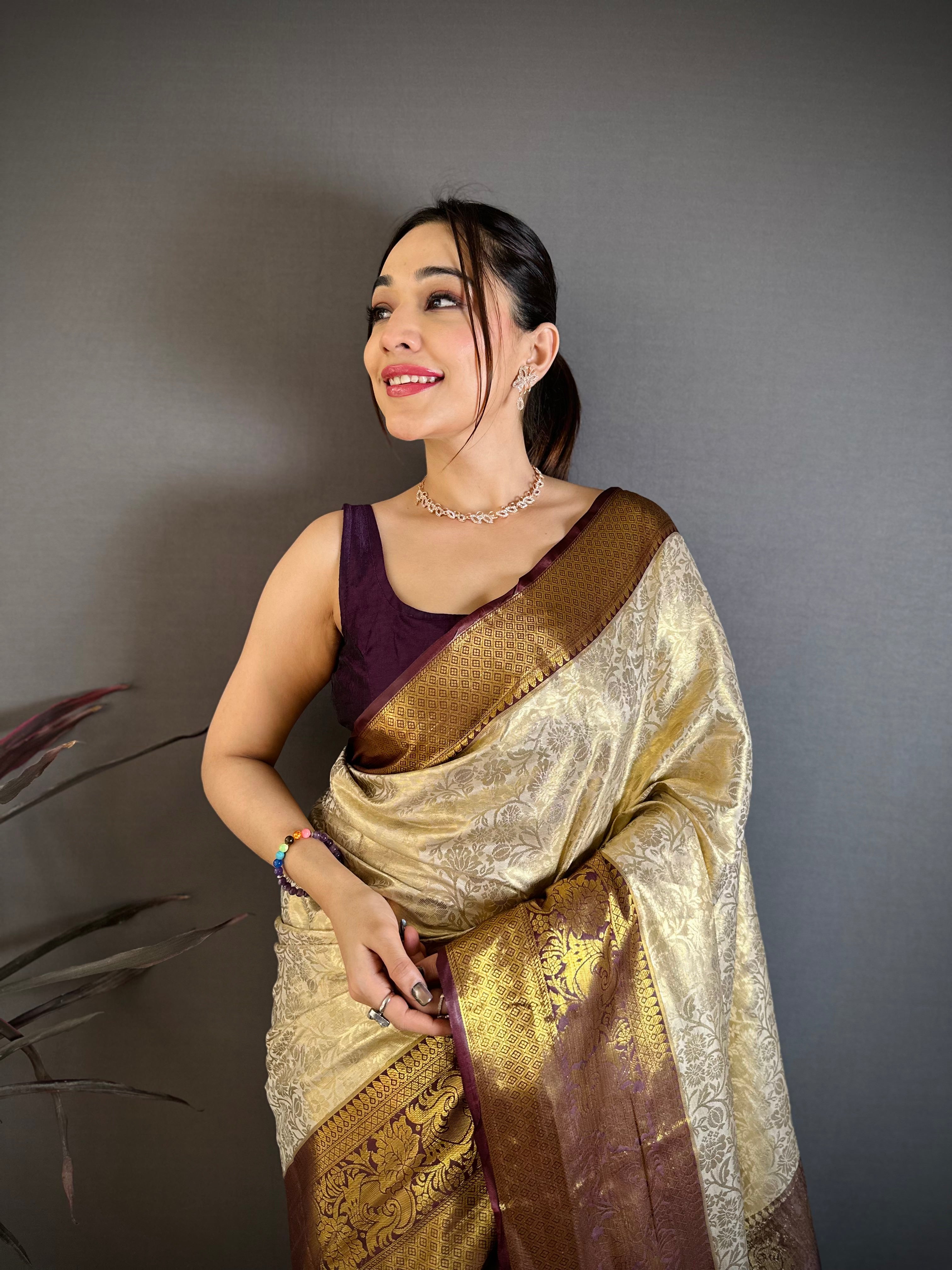Wine Berry Wedding Wear Kanchipuram Silk Saree