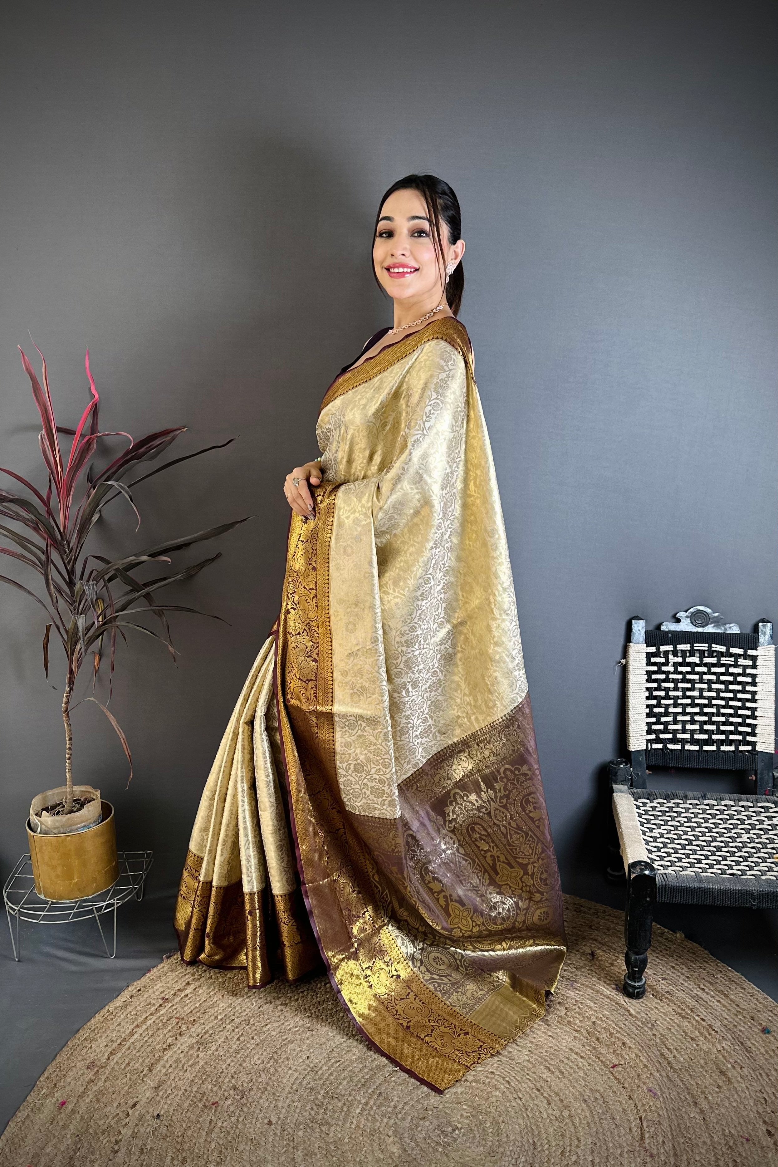 Wine Berry Wedding Wear Kanchipuram Silk Saree