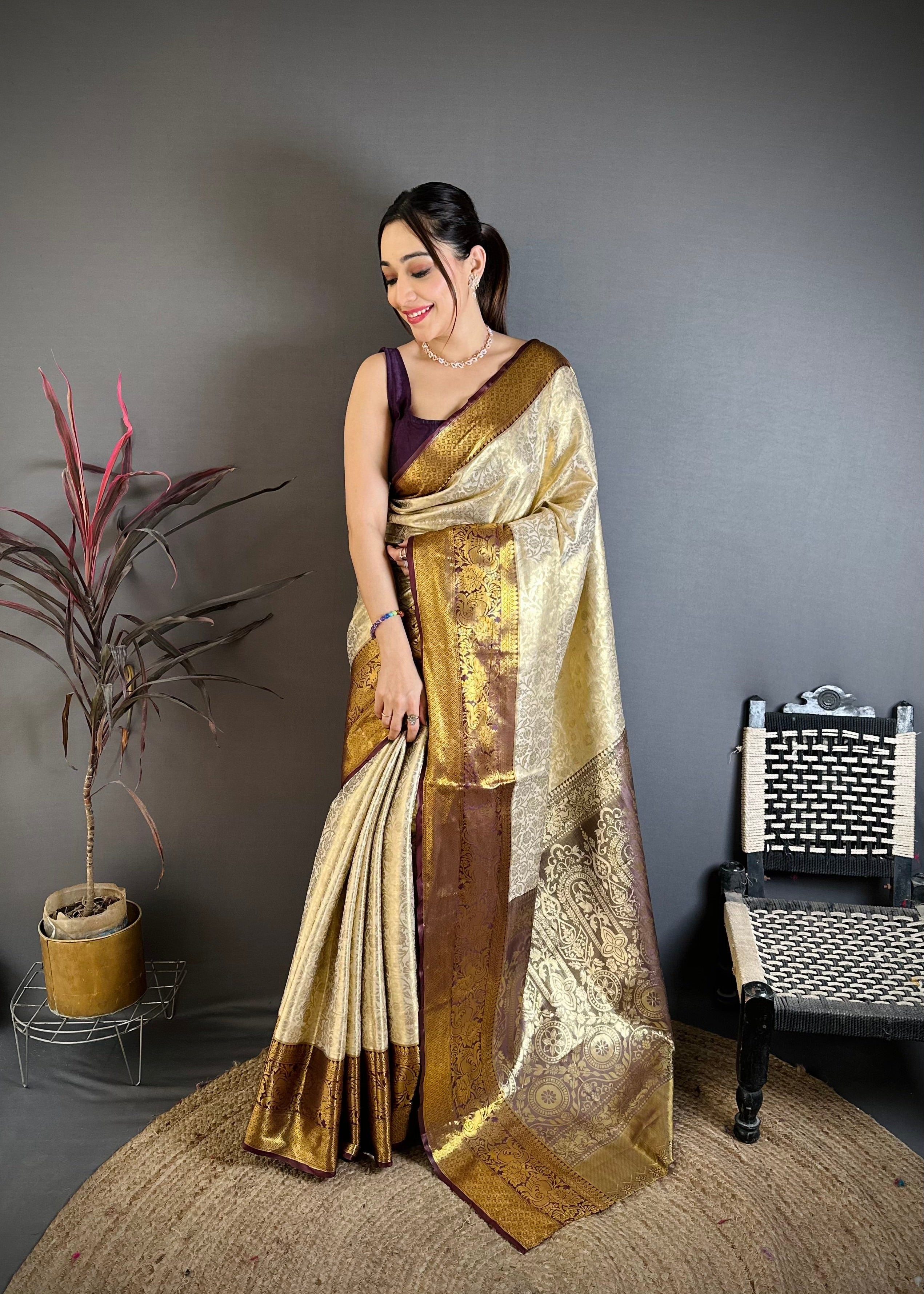 Wine Berry Wedding Wear Kanchipuram Silk Saree