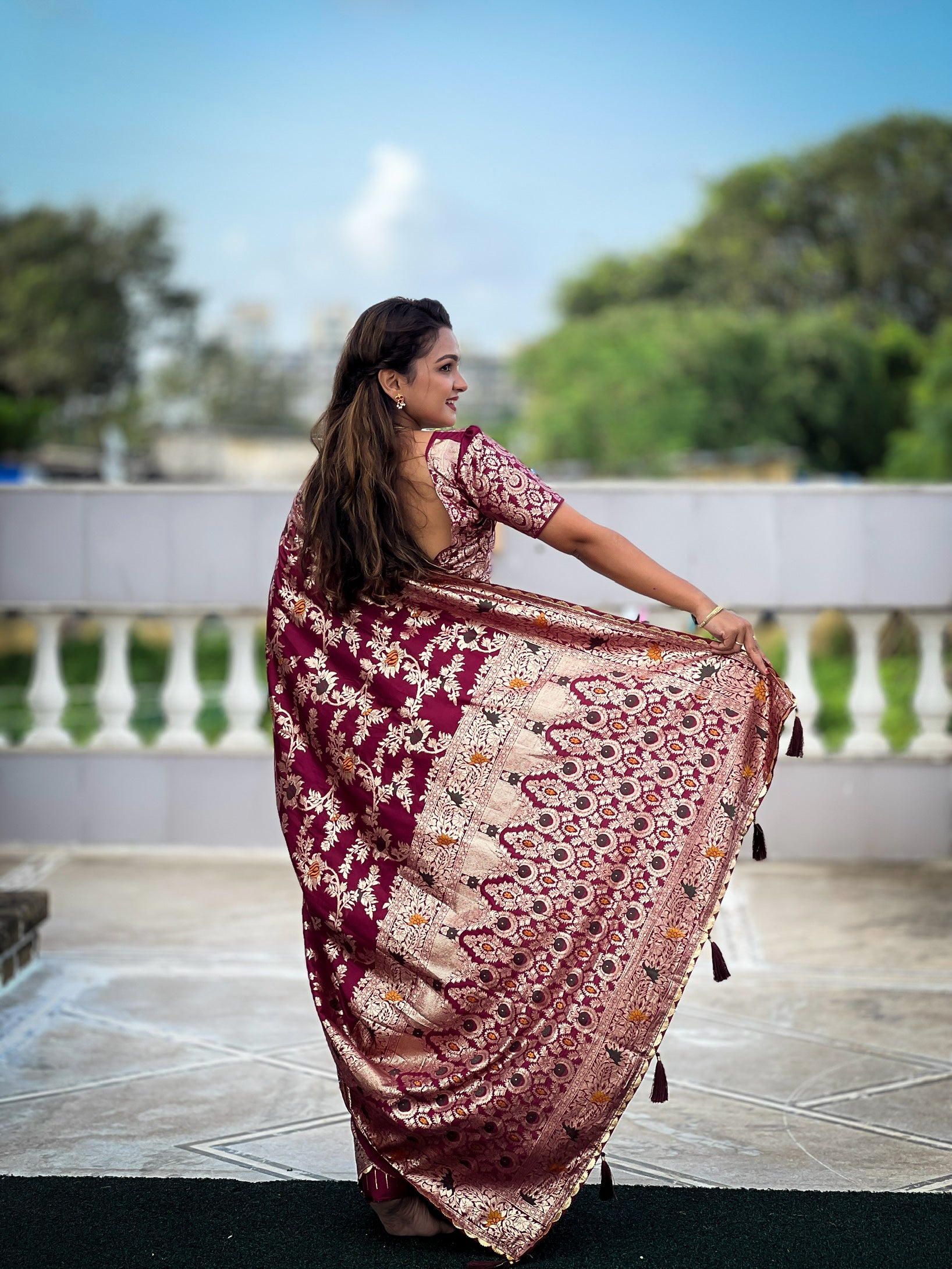 Wine Designer Soft Dola Silk Saree
