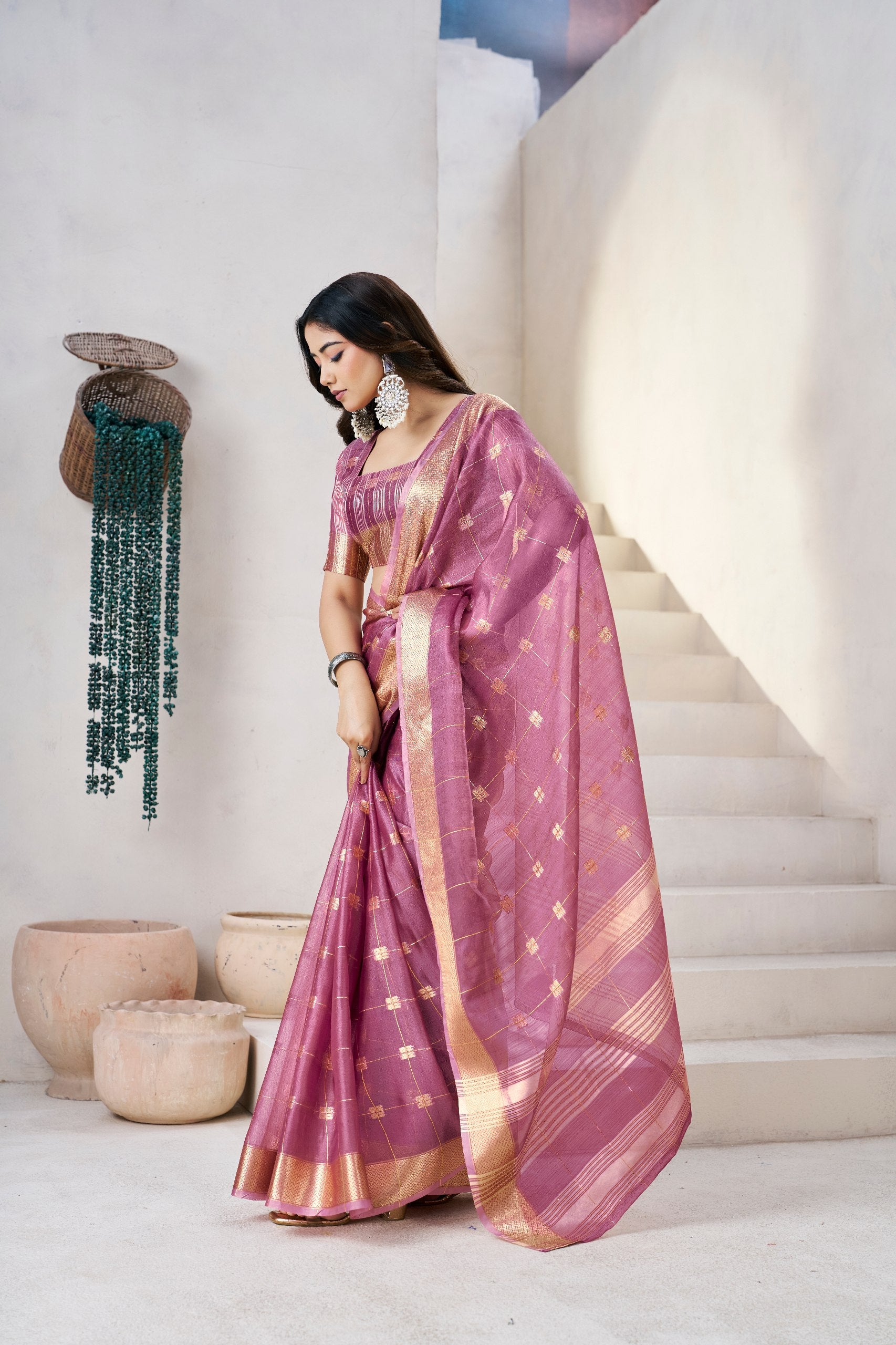 Wine Soft Linen Cotton Silk Saree