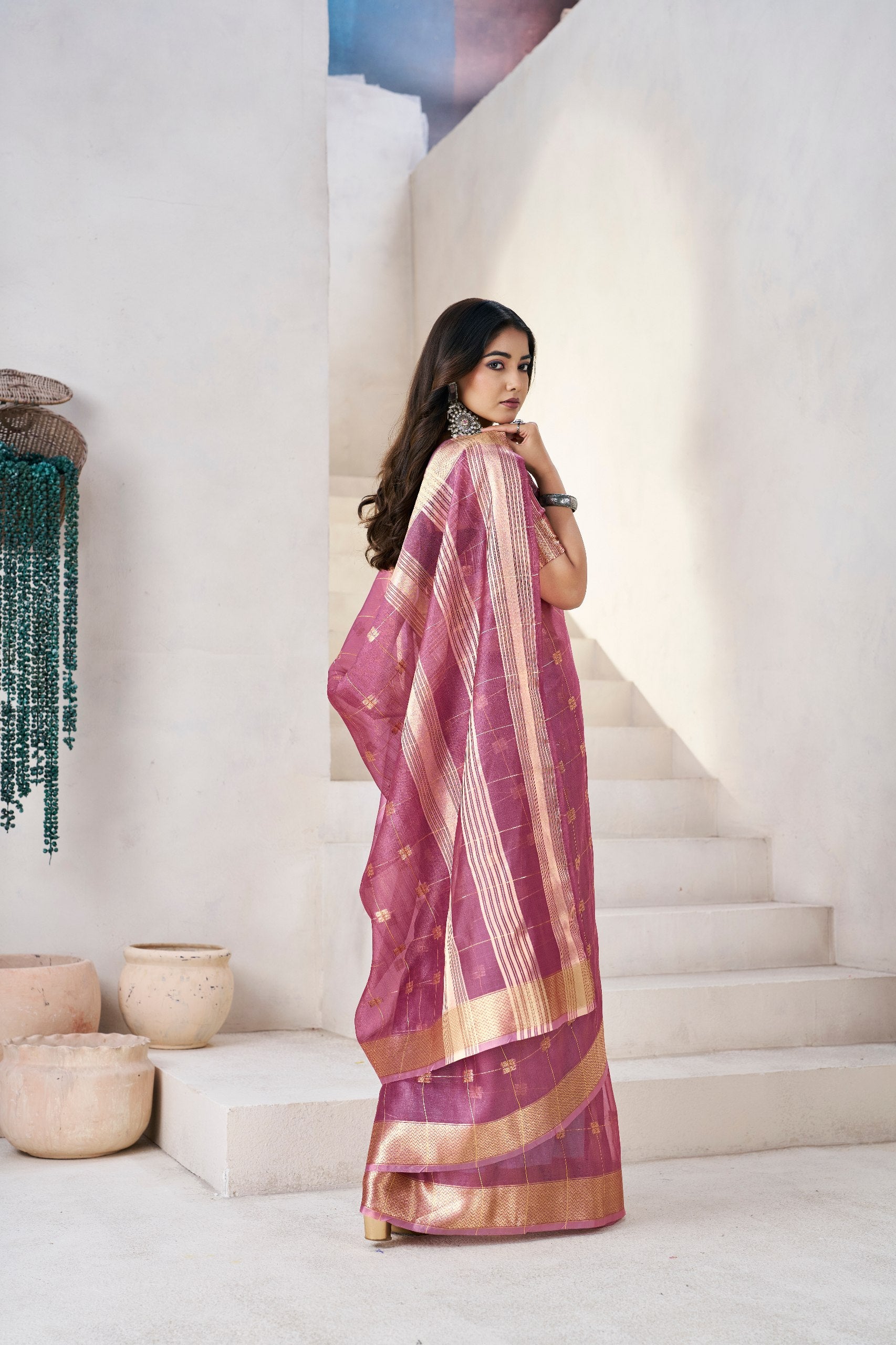 Wine Soft Linen Cotton Silk Saree