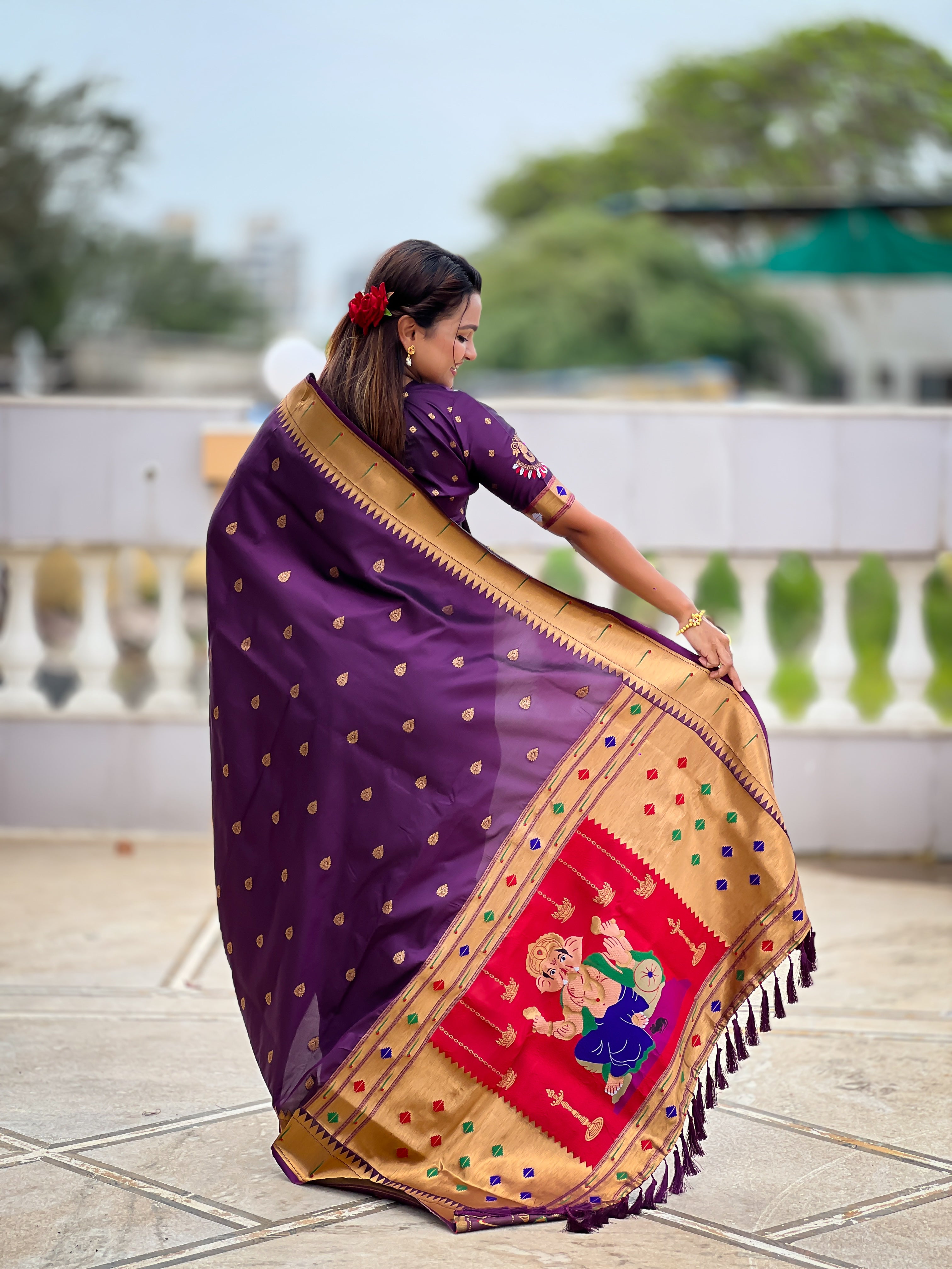Wine Soft Paithani Silk Saree