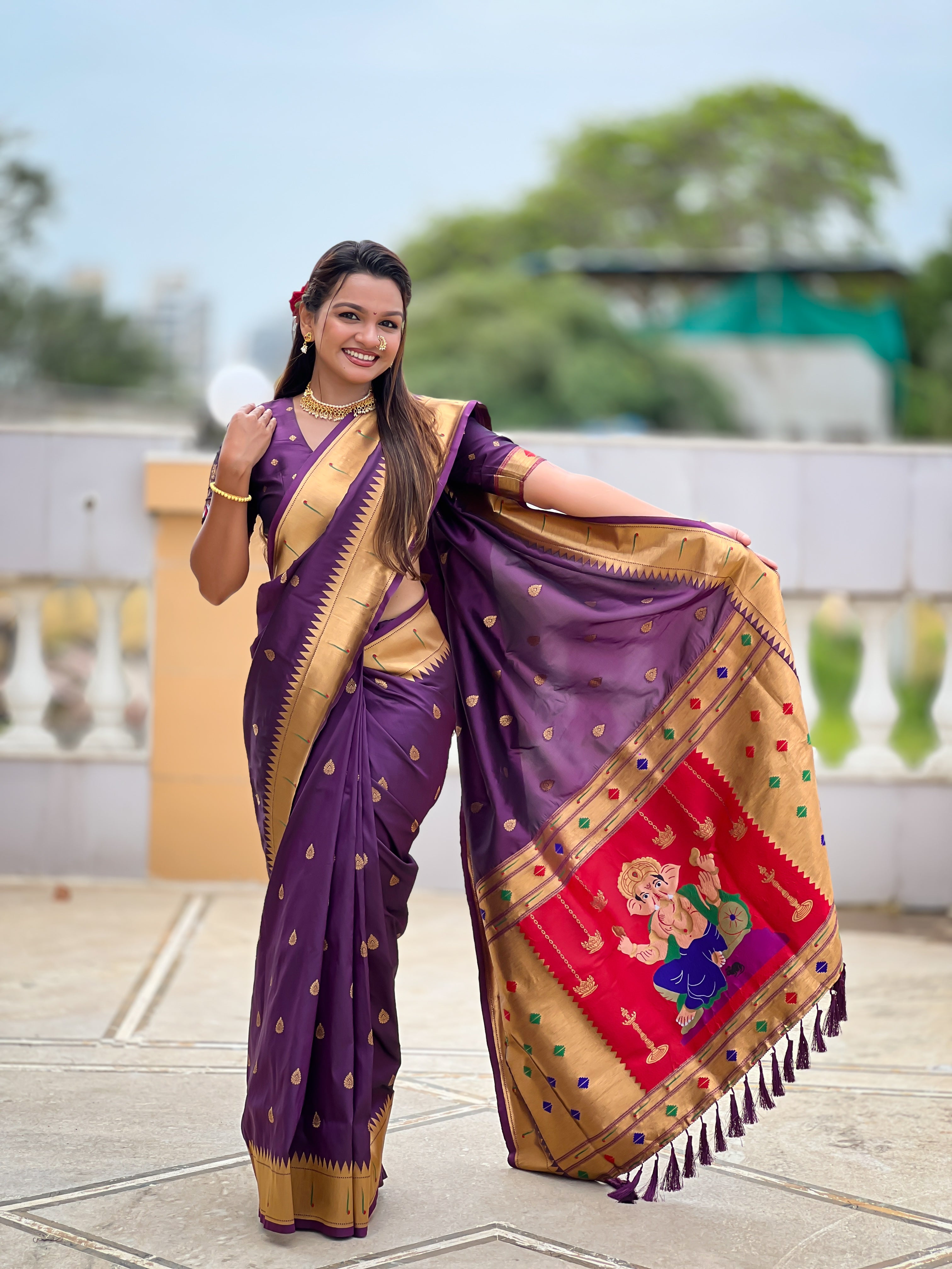 Wine Soft Paithani Silk Saree