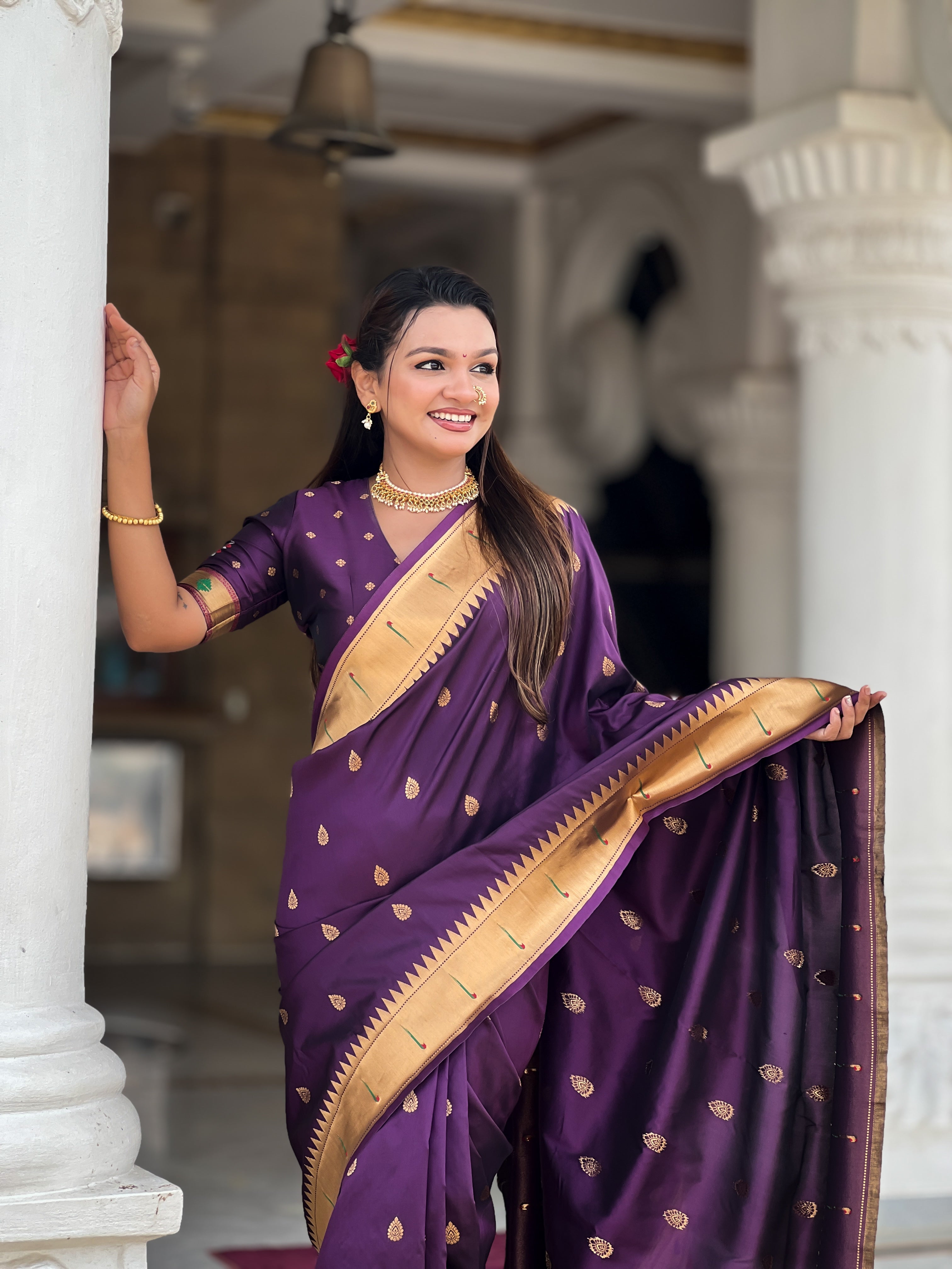 Wine Soft Paithani Silk Saree