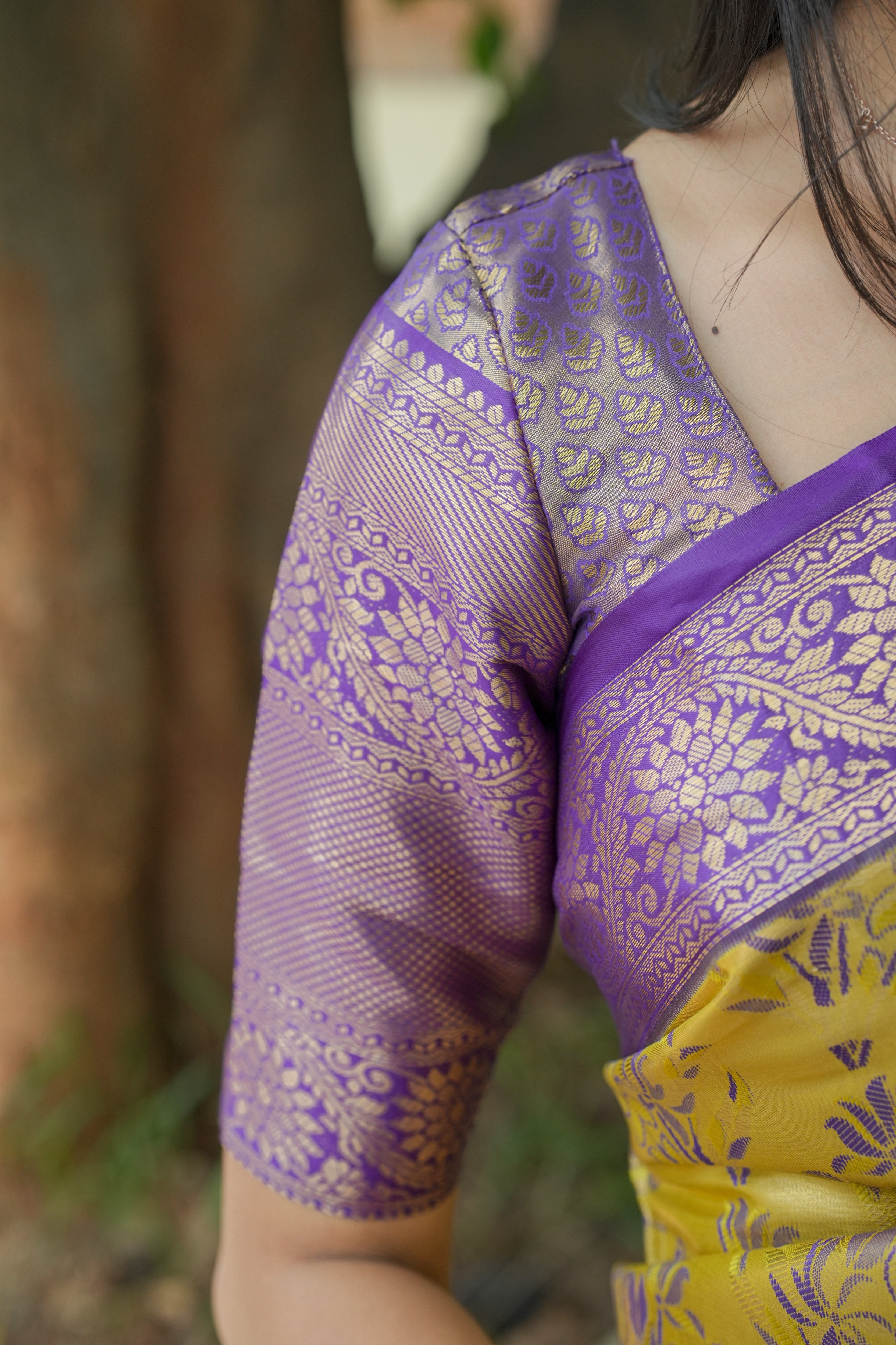 Yellow Kanjivaram Semi Silk Saree