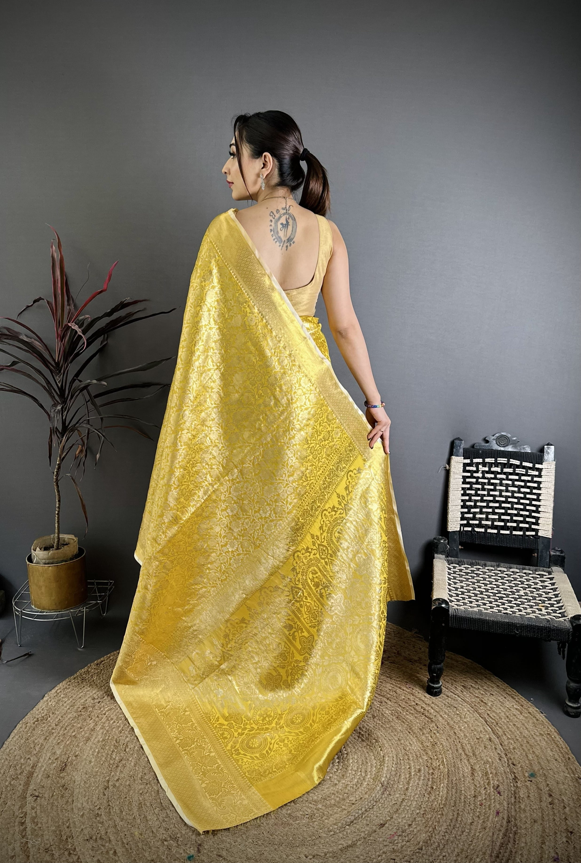 Yellow Kanjivaram Silk Saree