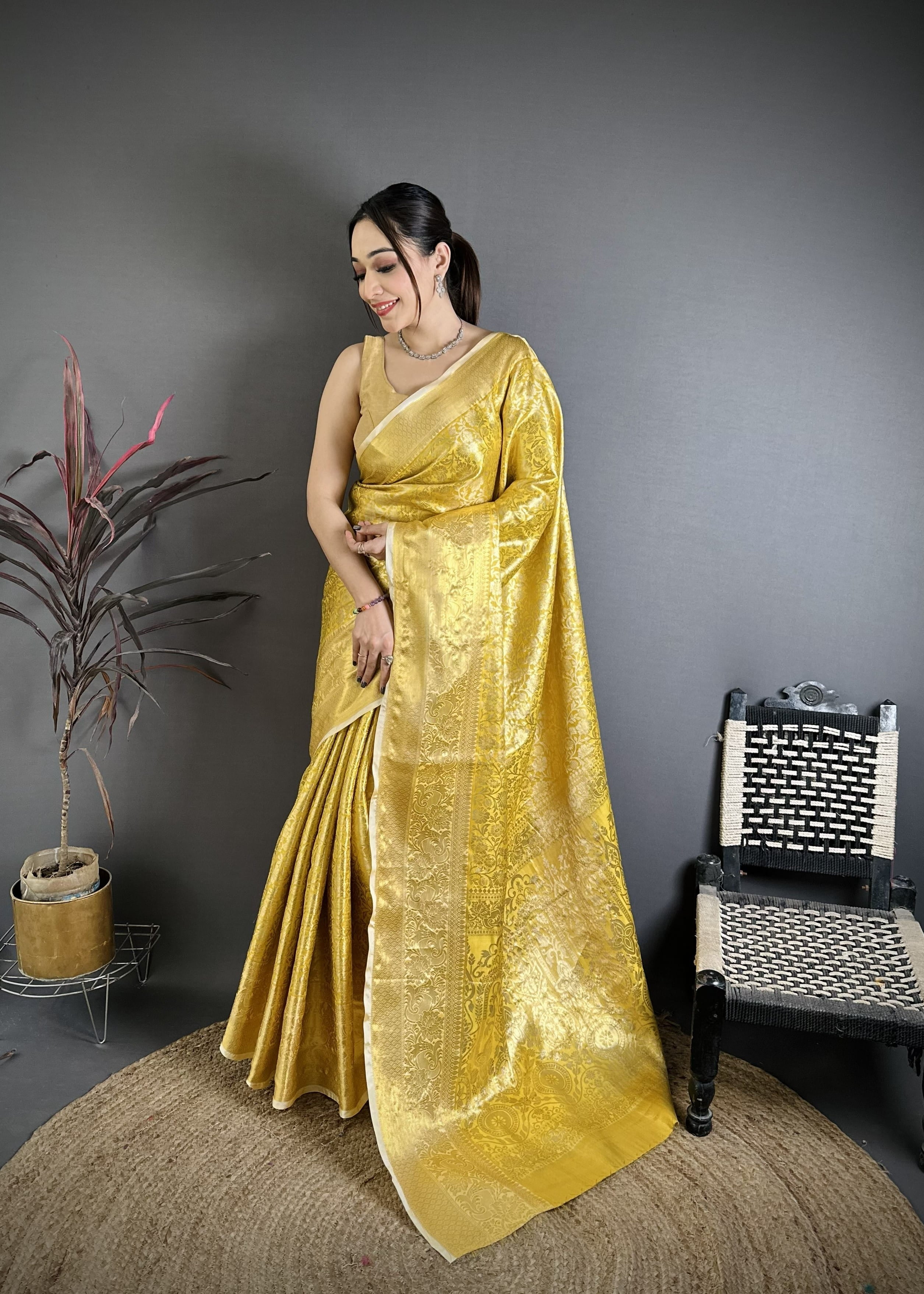 Yellow Kanjivaram Silk Saree