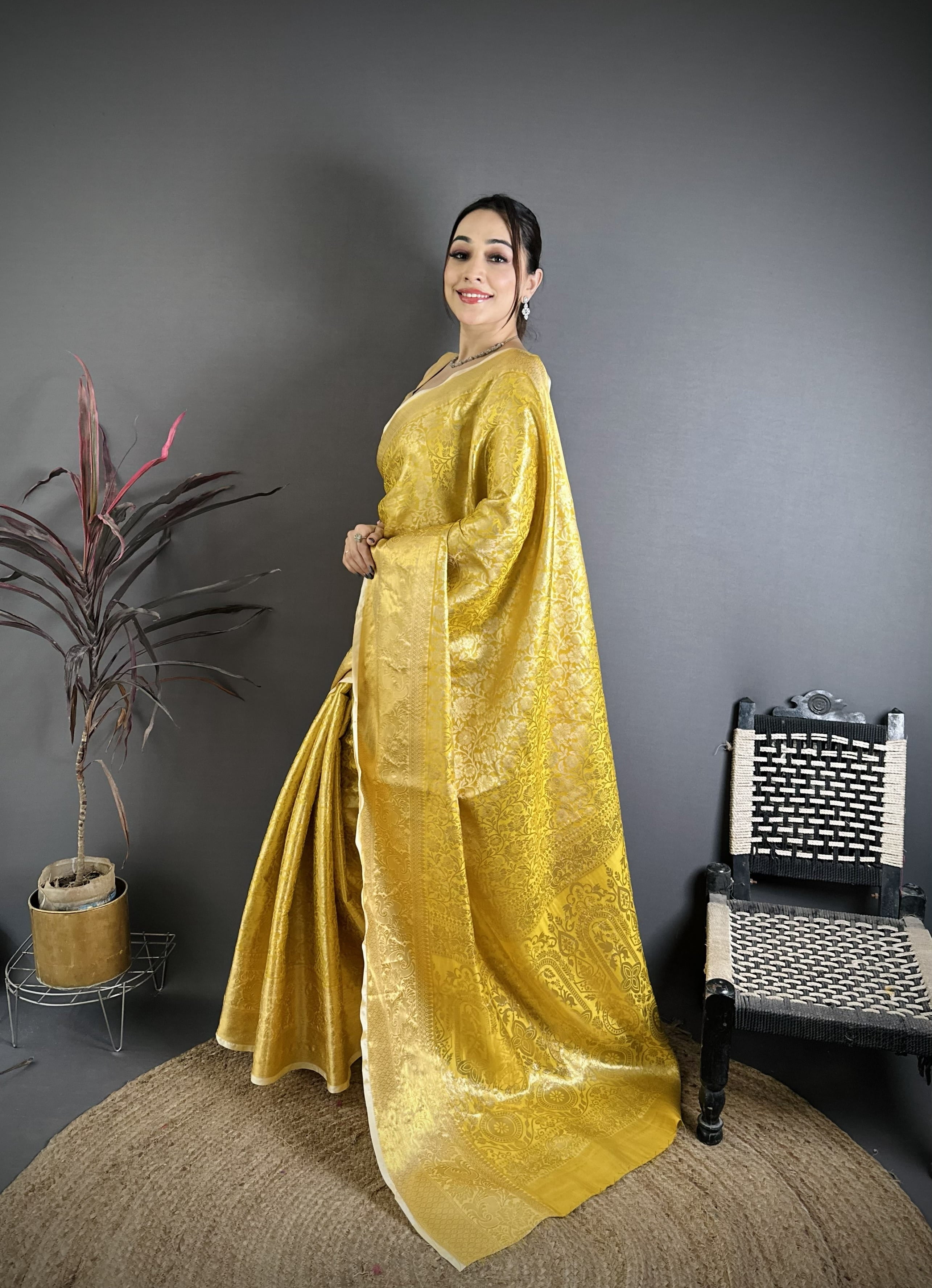Yellow Kanjivaram Silk Saree