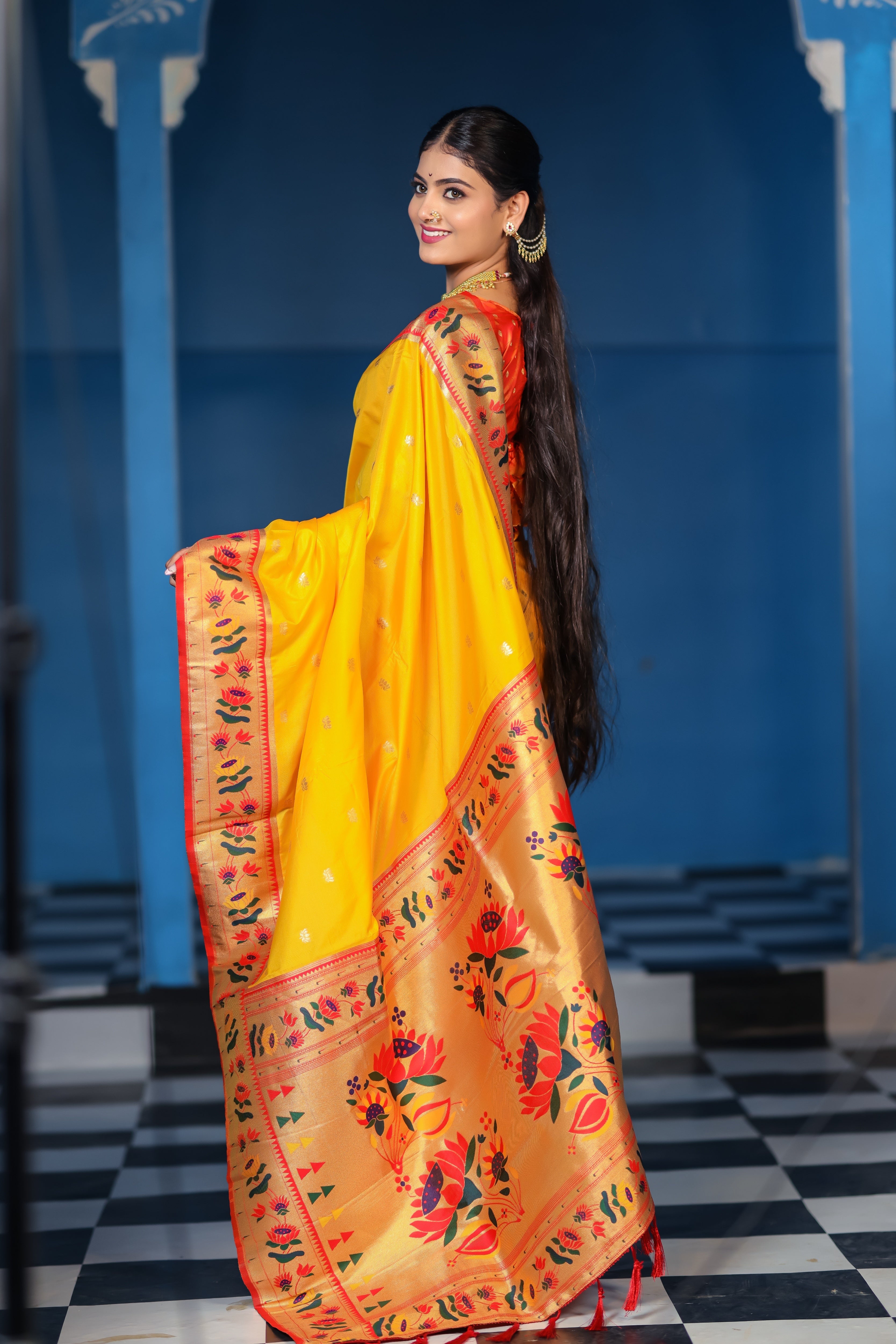 Yellow Paithani Soft Silk Saree
