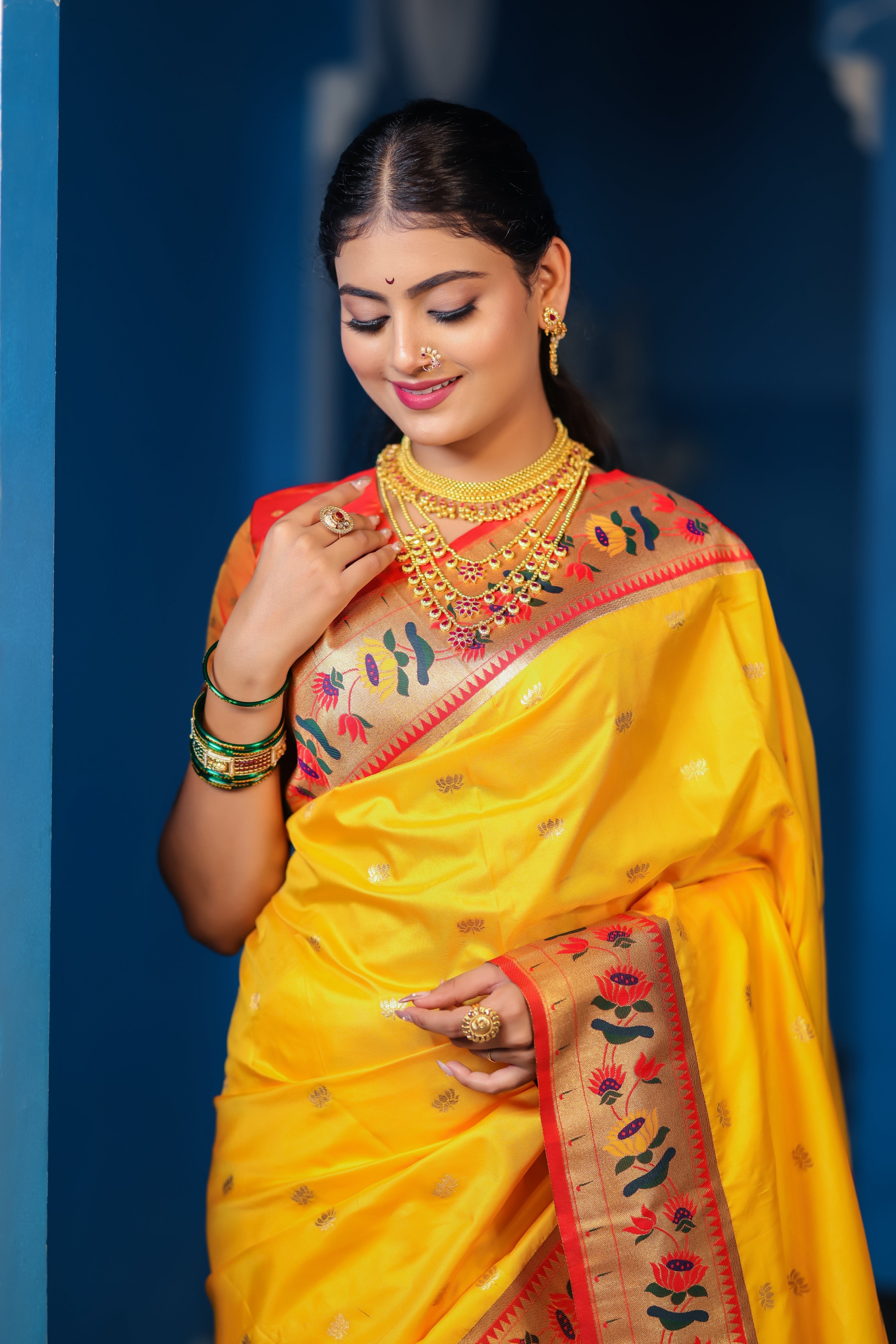 Yellow Paithani Soft Silk Saree