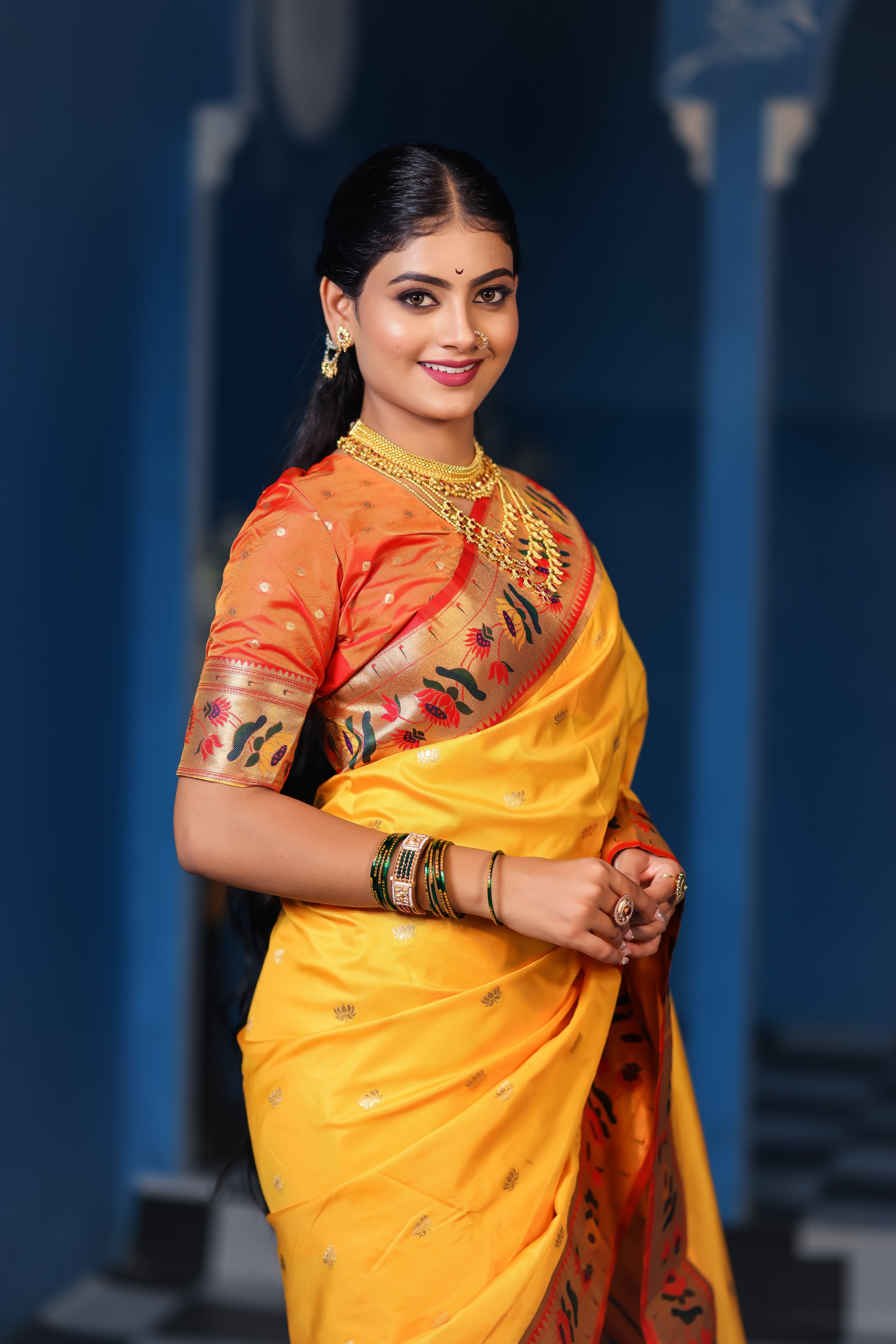 Yellow Paithani Soft Silk Saree