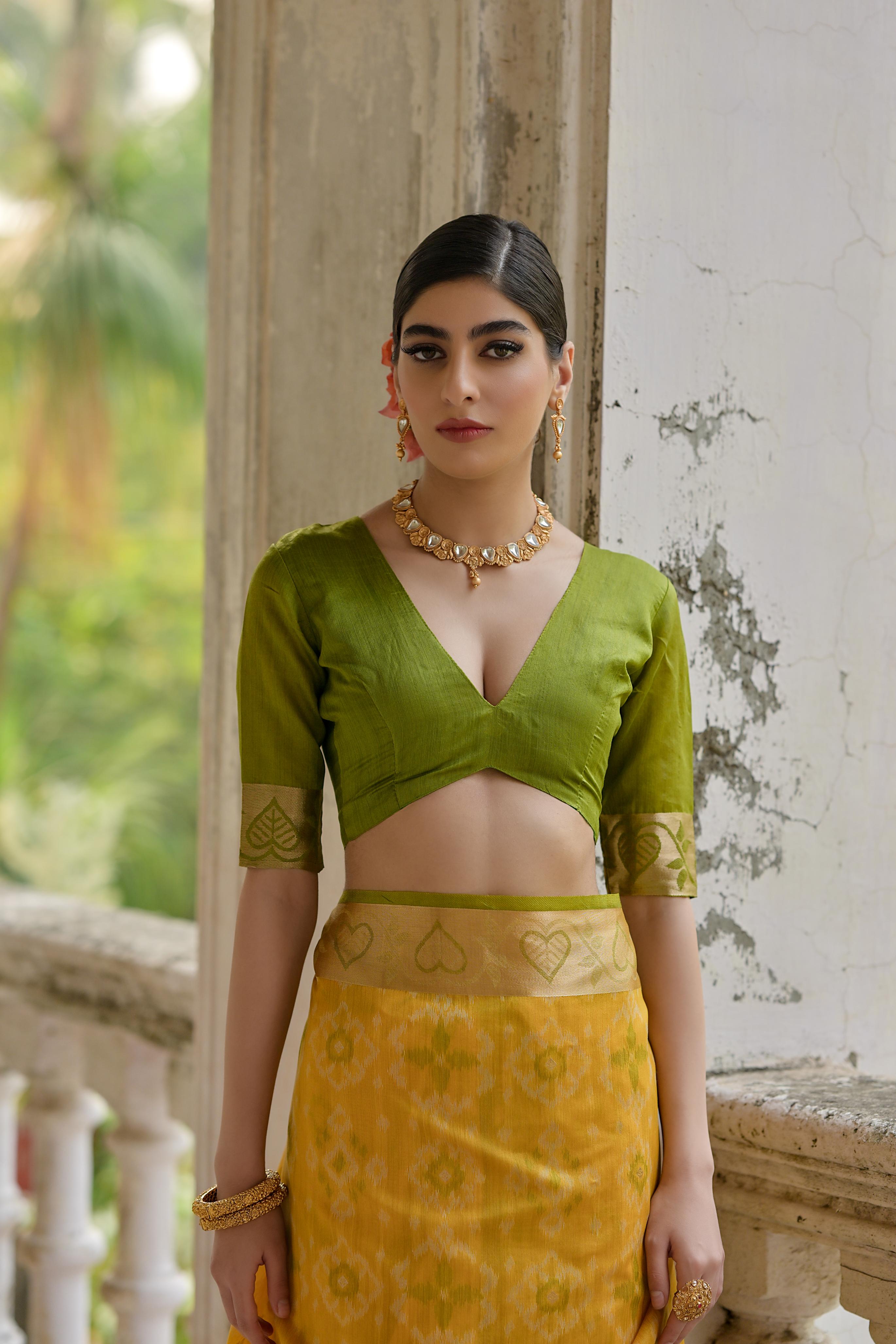 Yellow Pochampali Ikkat Raw Silk Saree