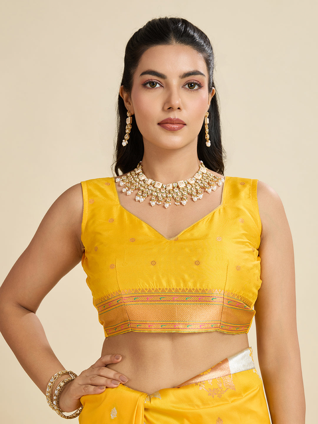 Yellow Pure Soft Kanjivaram Paithani Silk Saree