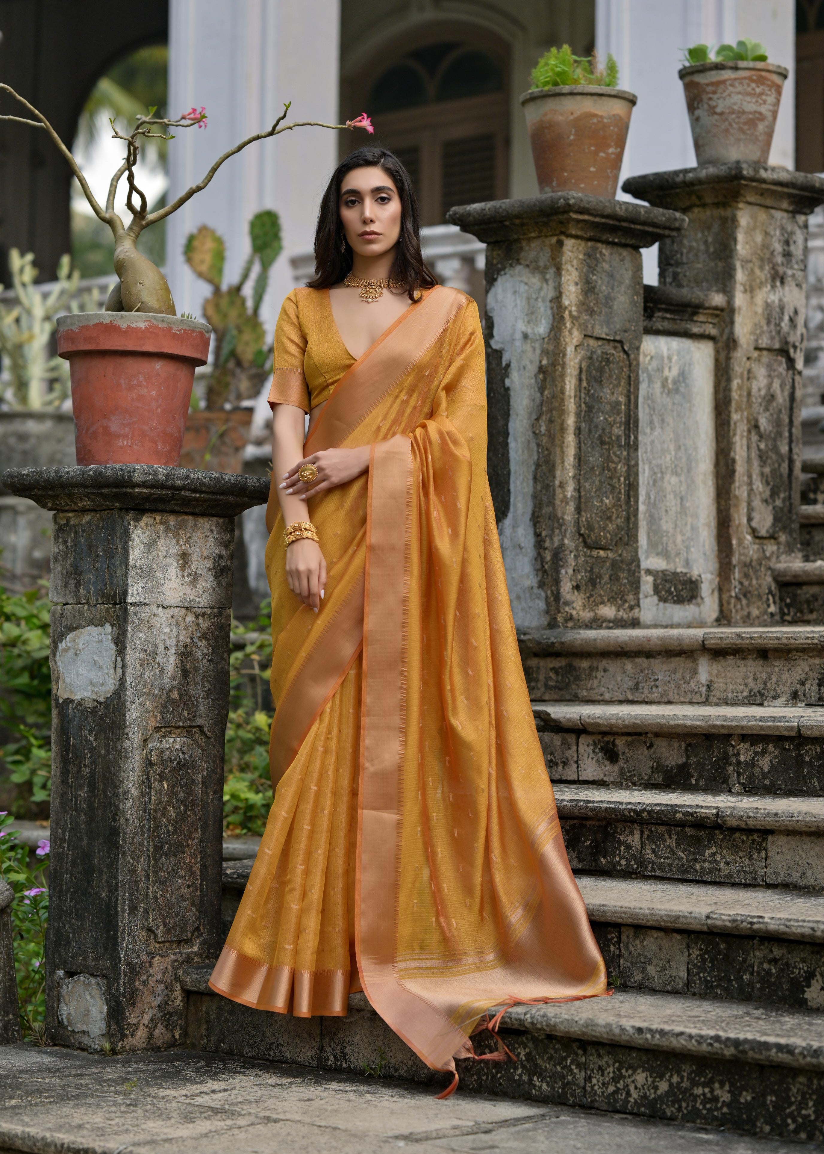 Yellow Soft Kalyani Silk Saree