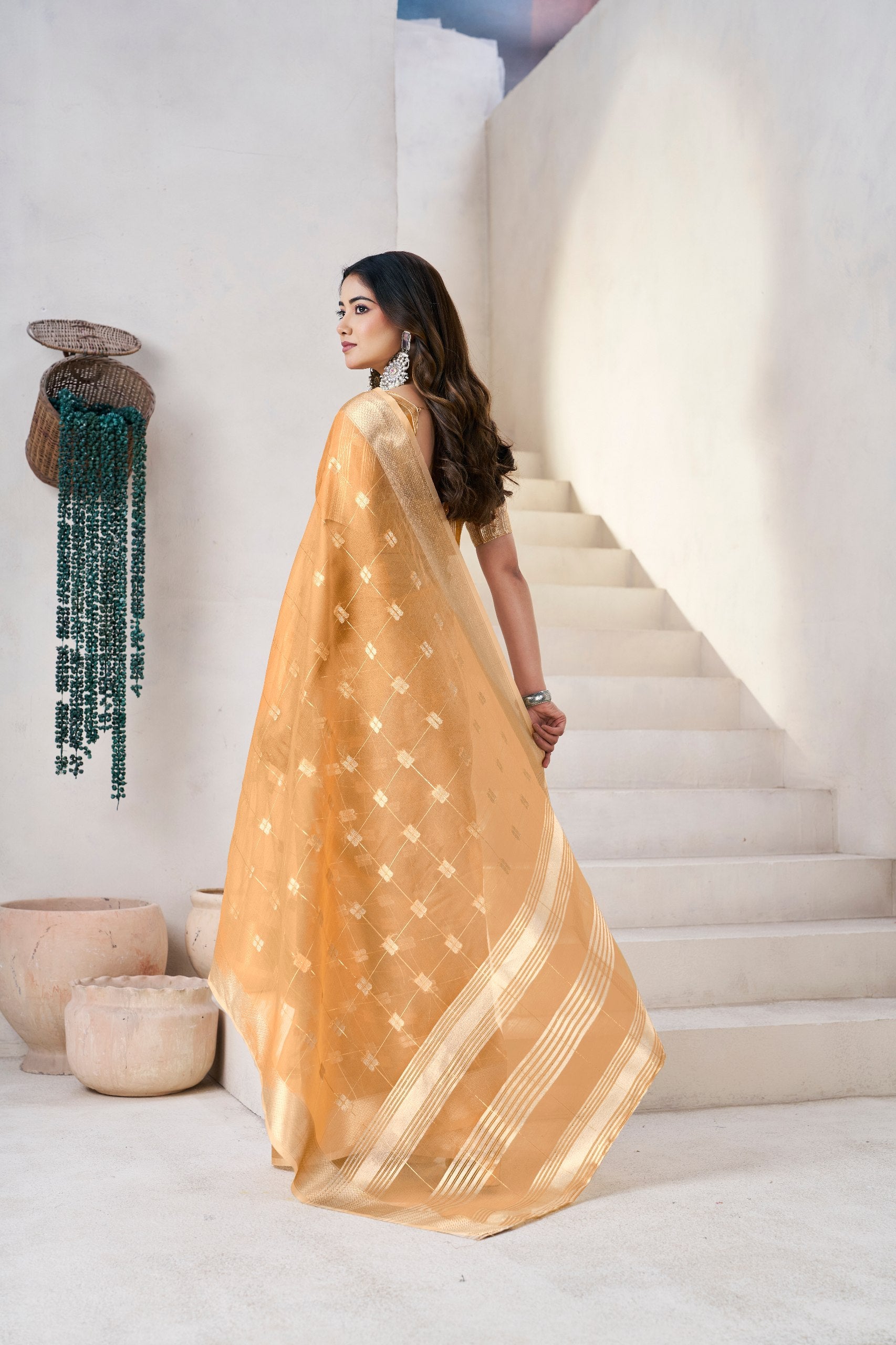 Yellow Soft Linen Cotton Silk Saree