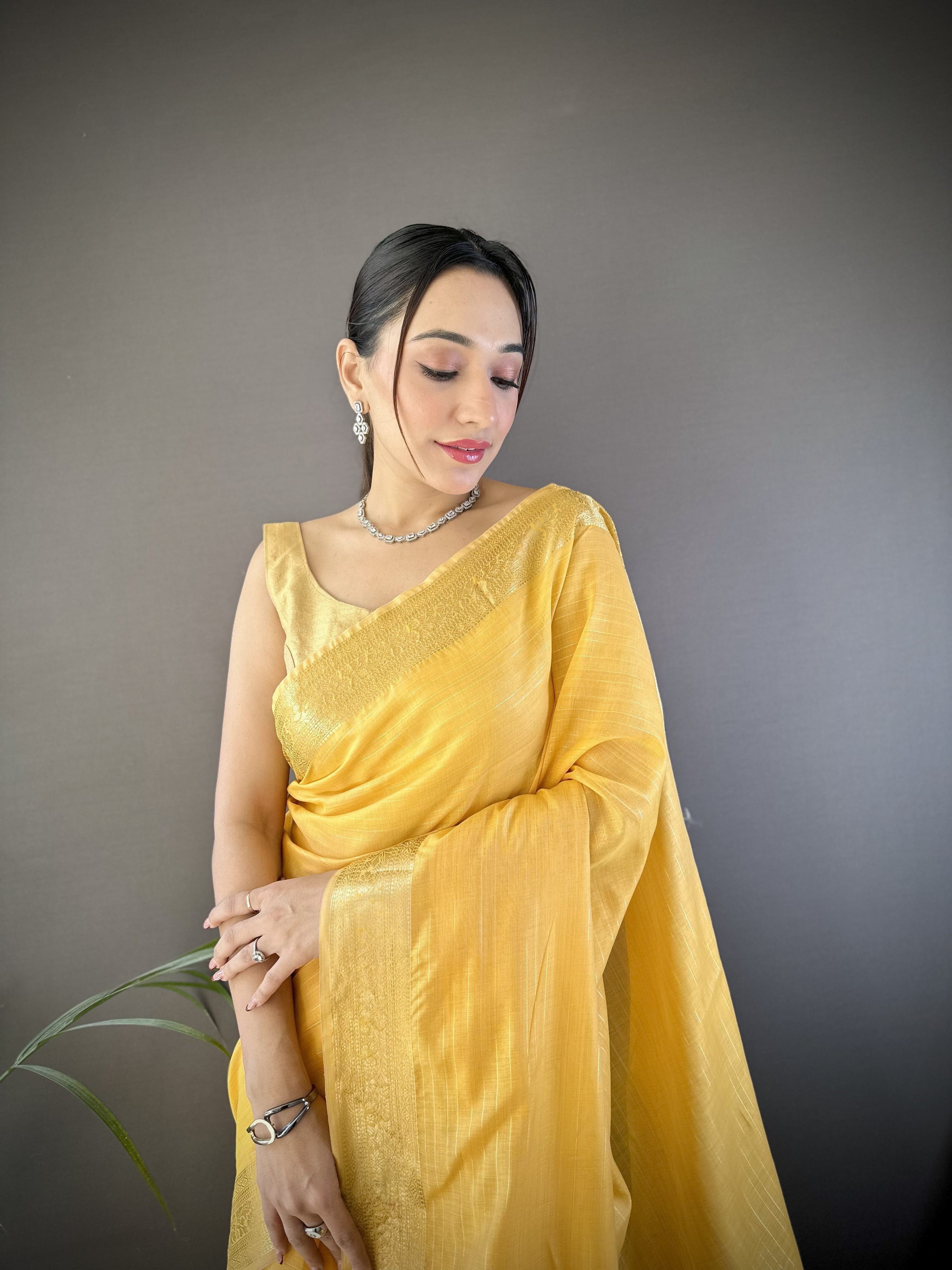 Yellow Summer Wear Traditional Cotton Saree