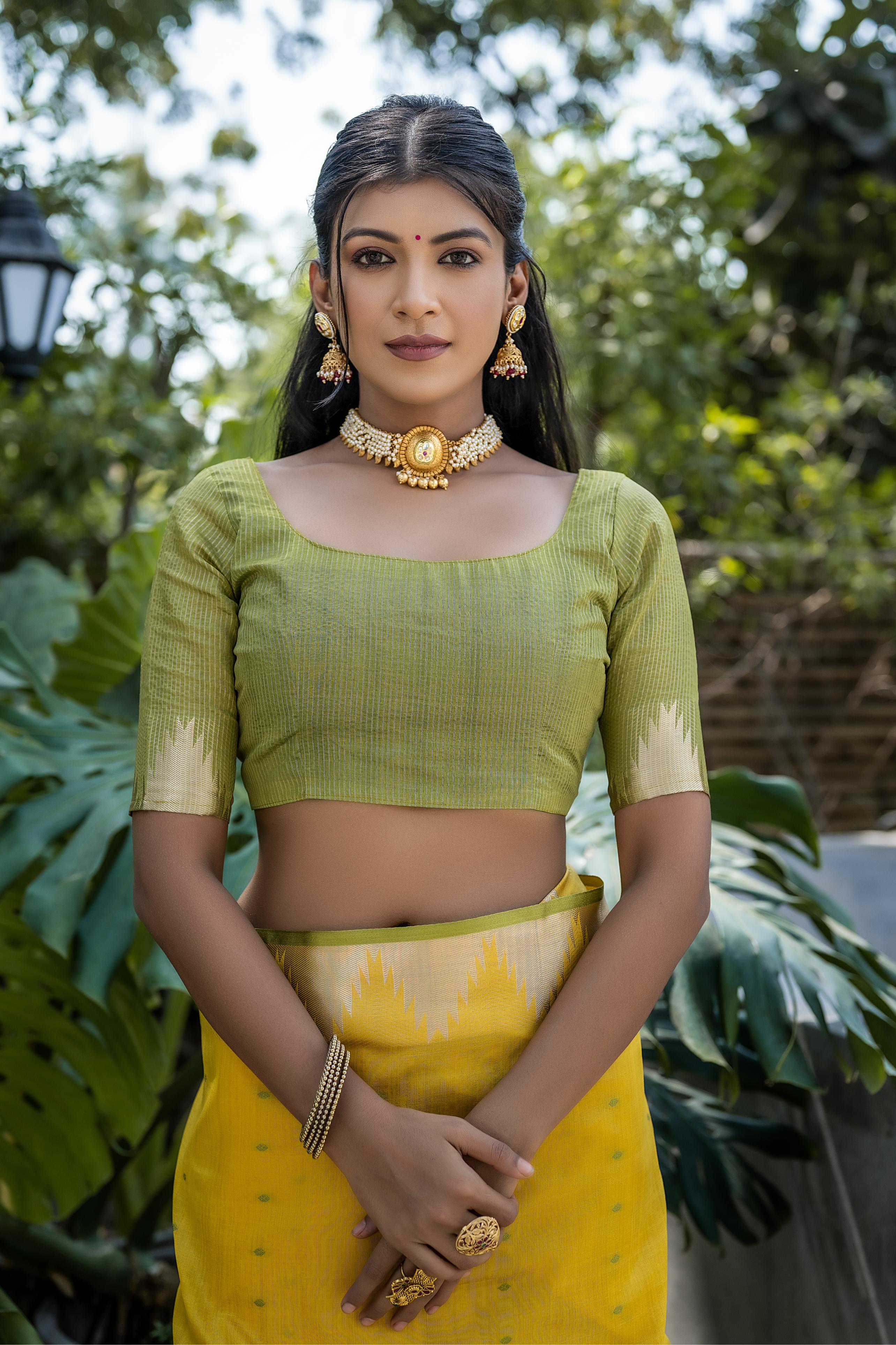 Yellow Tussar Silk Saree