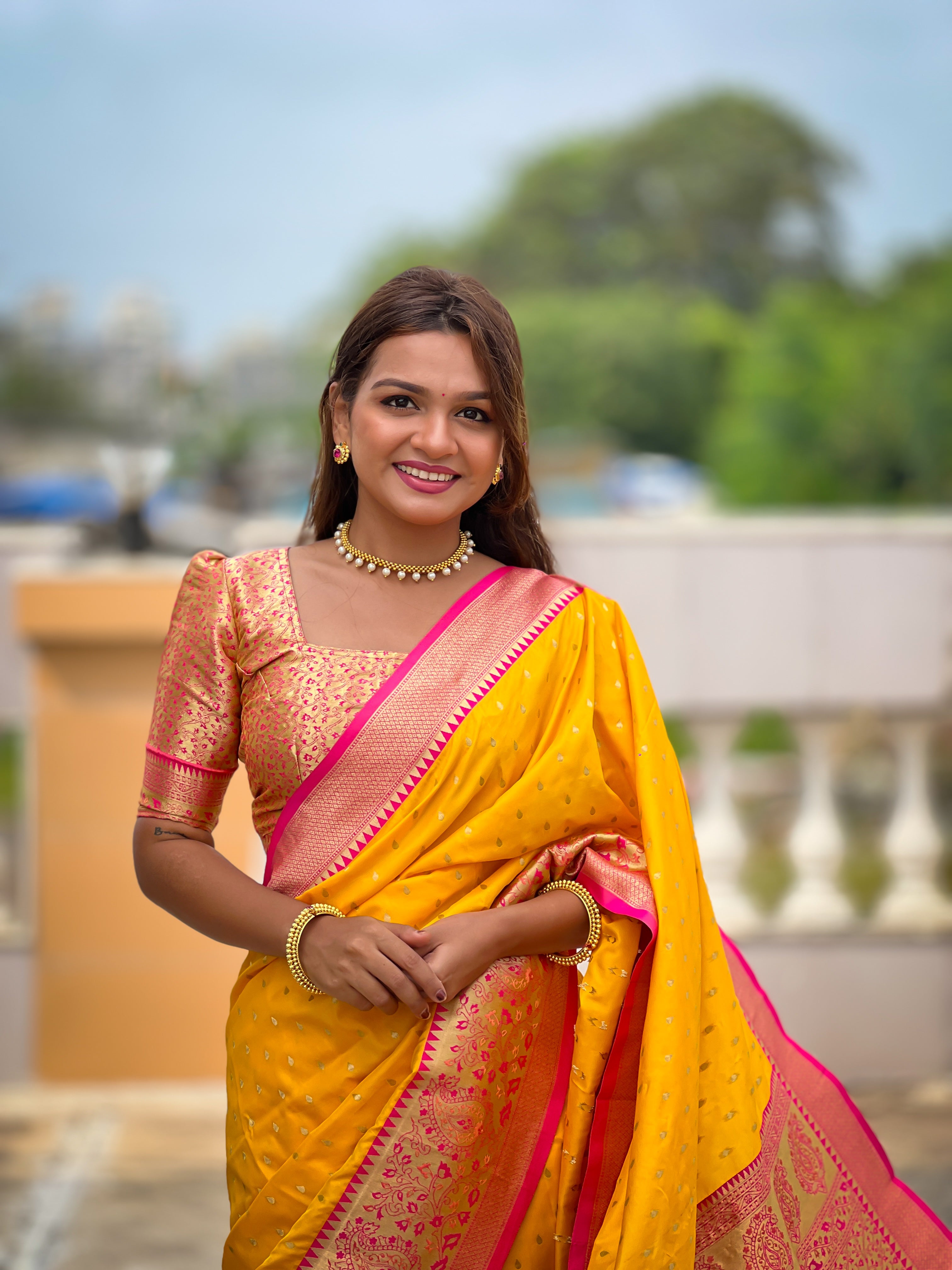 Yellow Wedding Wear Soft Silk Saree