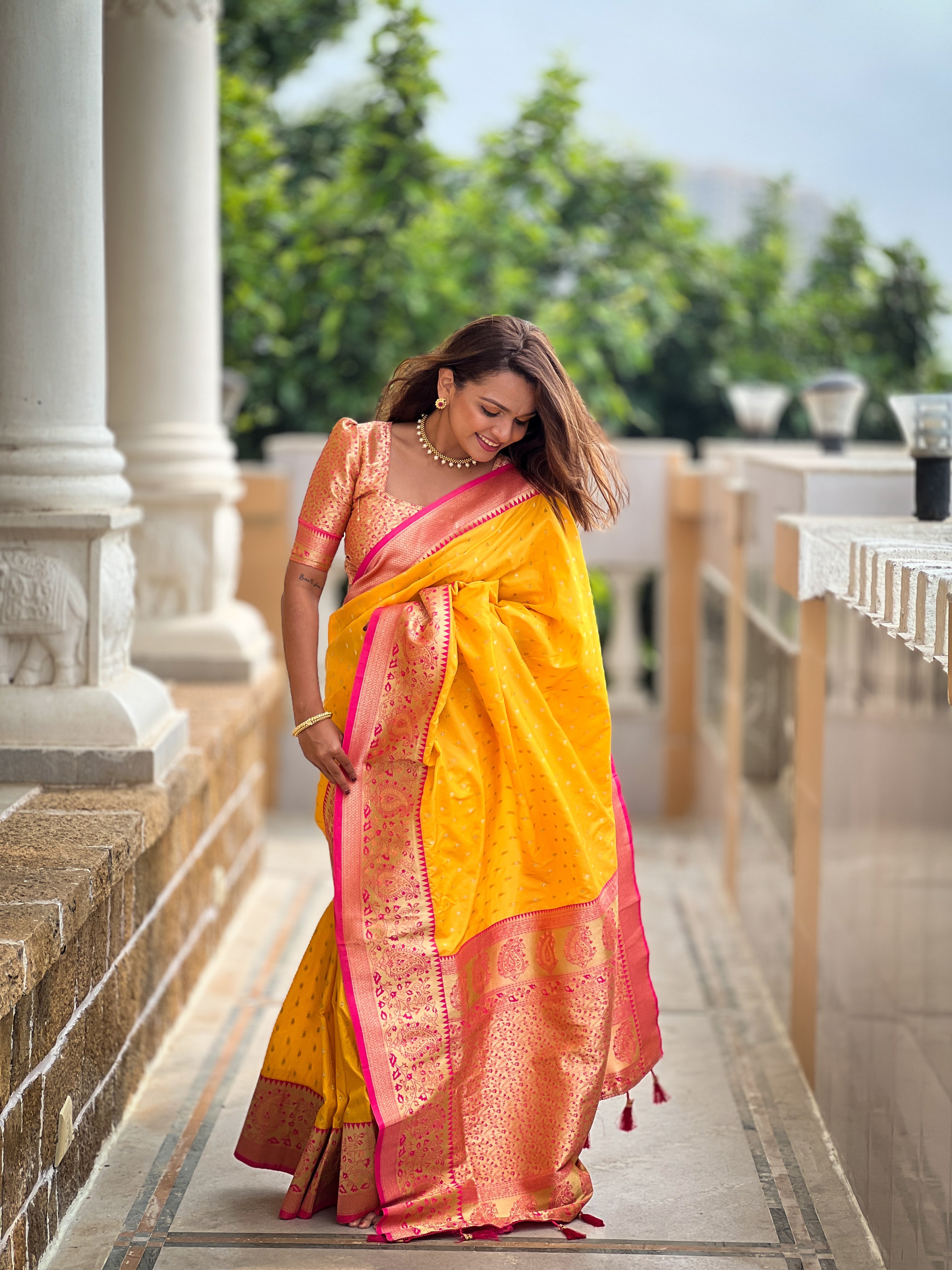 Yellow Wedding Wear Soft Silk Saree