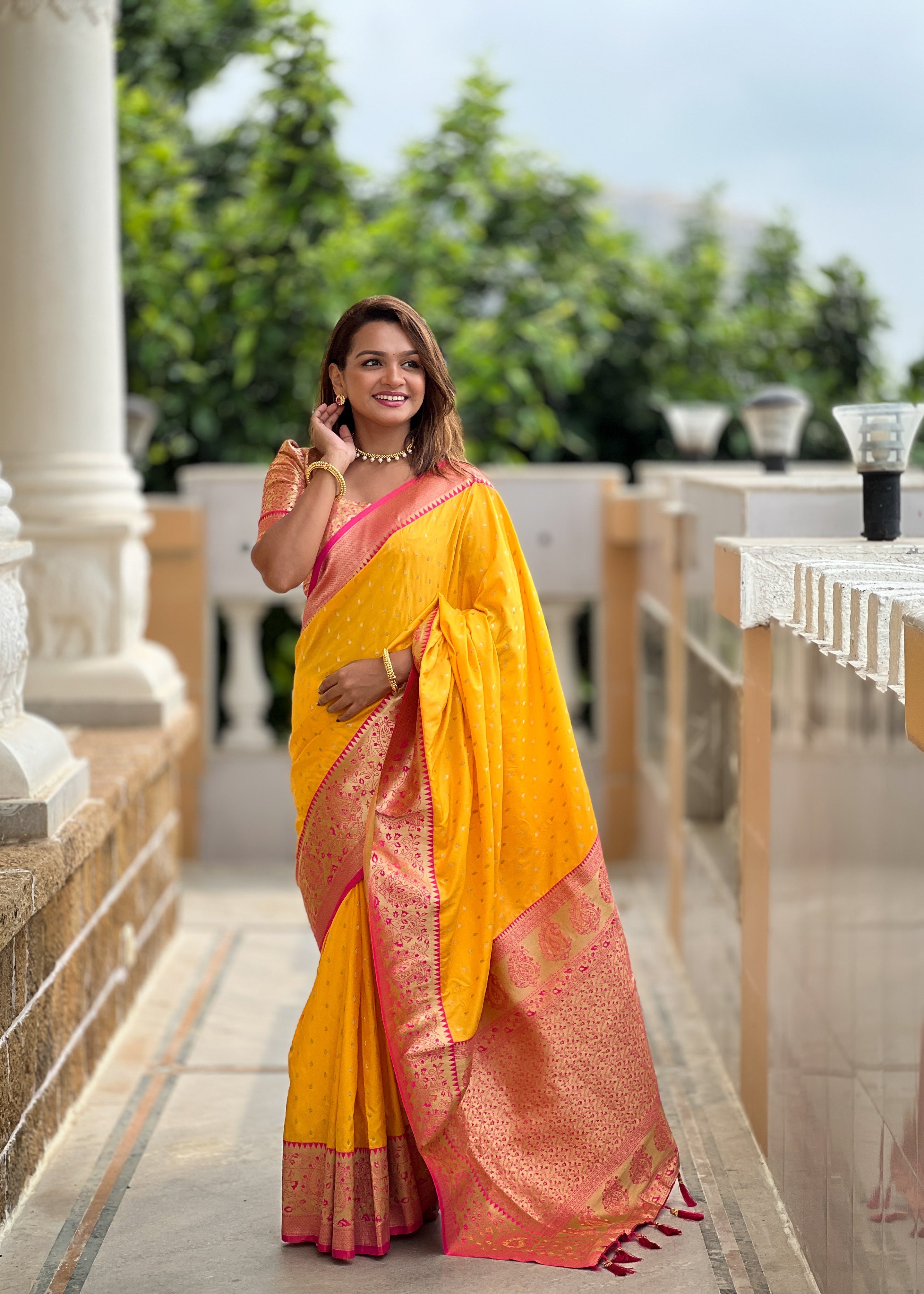 Yellow Wedding Wear Soft Silk Saree