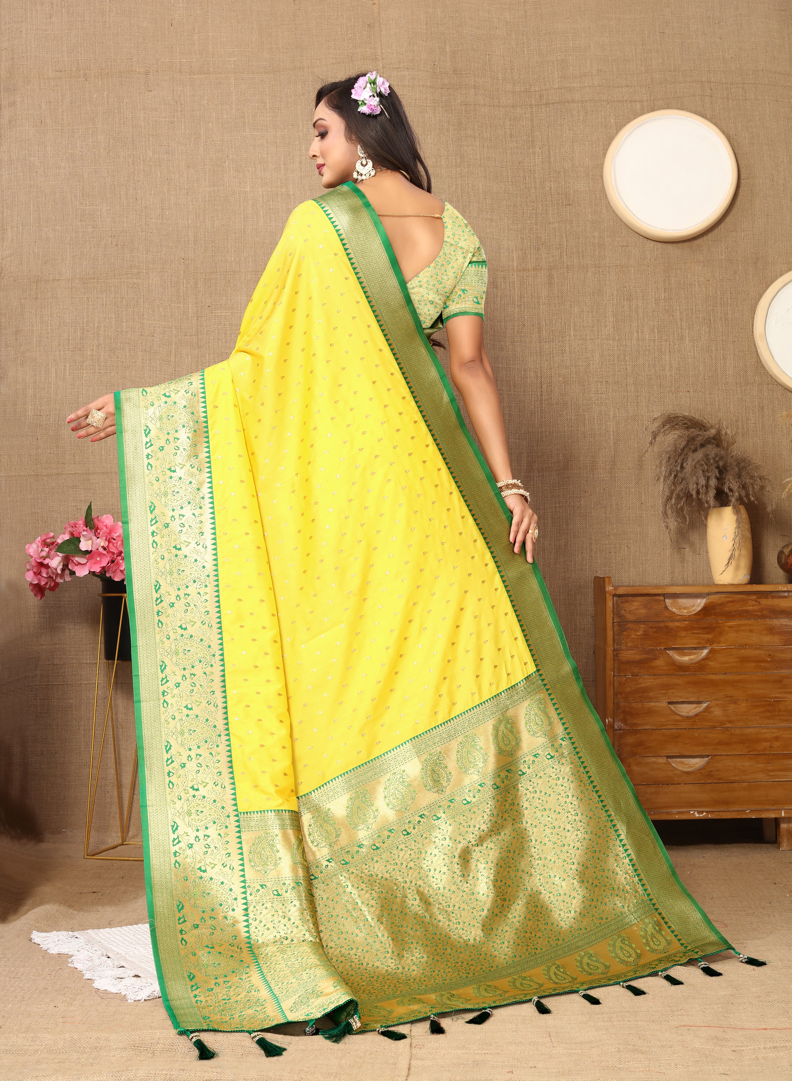 Yellow Wedding Wear Soft Silk Saree
